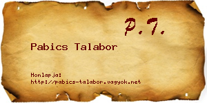 Pabics Talabor névjegykártya